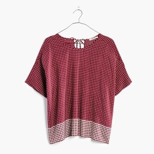 Madewell Silk Premiere Bow-Back Tee in Ascot Tile