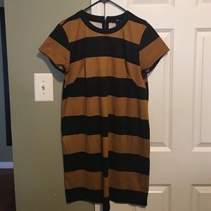 Black and Tan, knee length, stripped dress.