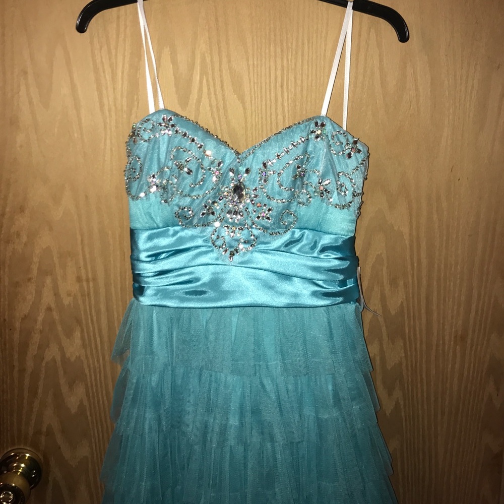 Blue Ruffle Prom dress