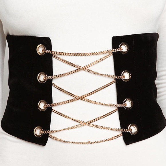 LAST ONE !!!Velvet black gold chain up corset belt - Picture 6 of 8