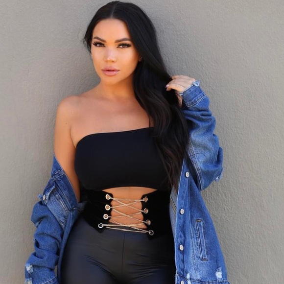 Accessories - LAST ONE !!!Velvet black gold chain up corset belt