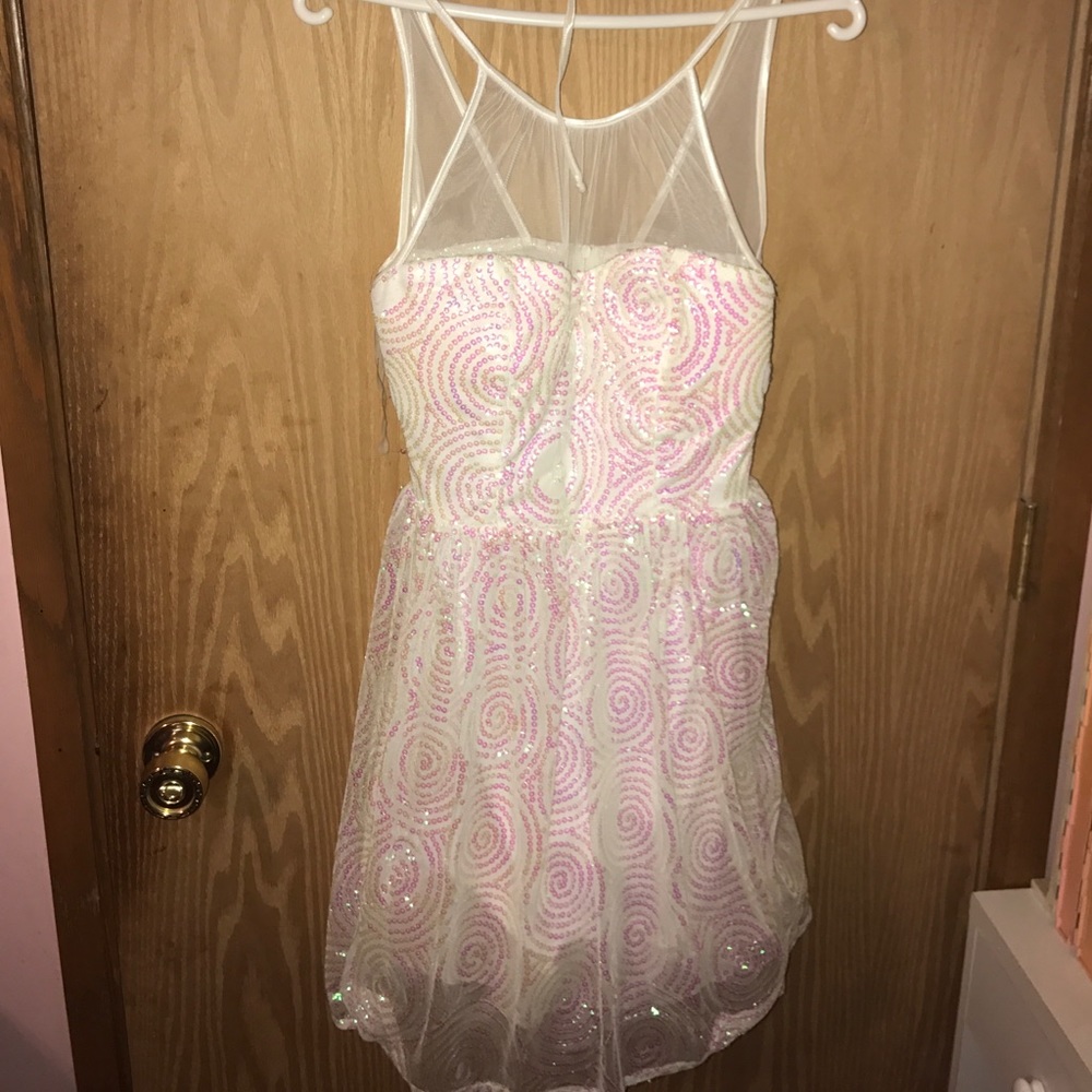White dress with pink sequins