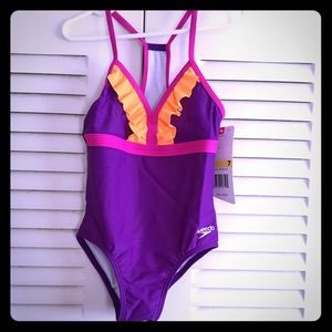 Girls purple one piece swimsuit