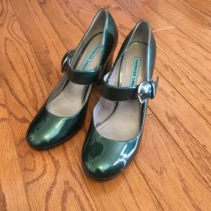 Green Patent Leather Mary Jane Heels