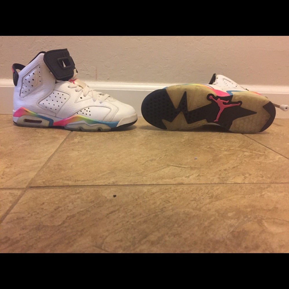 Woman’s Air Jordan 6 white rainbow