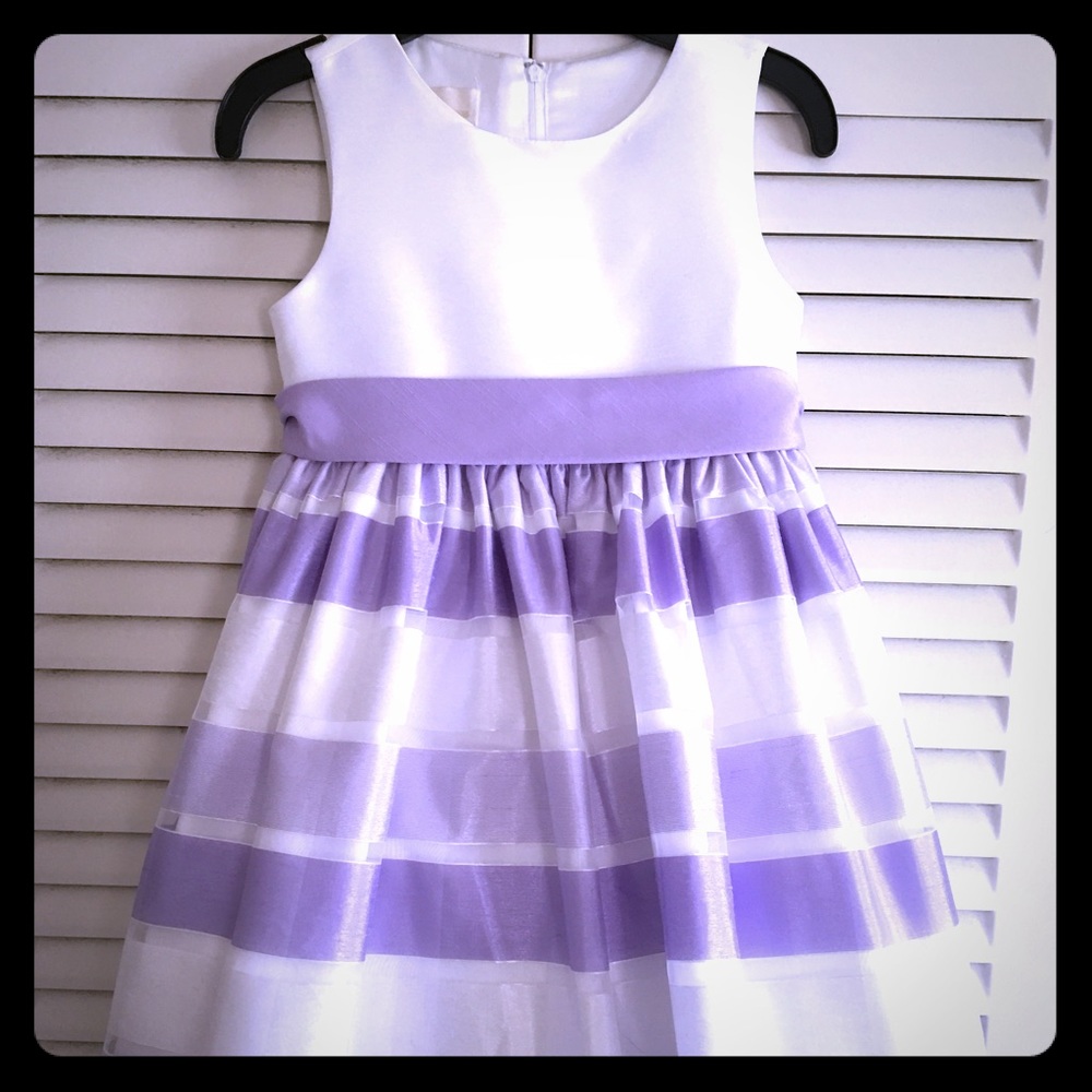 White and lavender girls formal dress