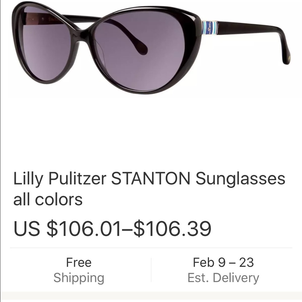 New Lilly Pulitzer Maren Pink Sunglasses with Case