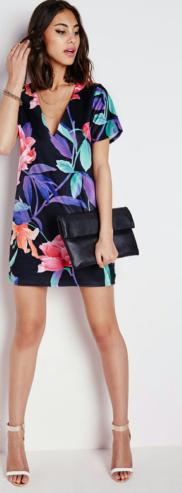 Missguided oversized shift floral drezs 6 small