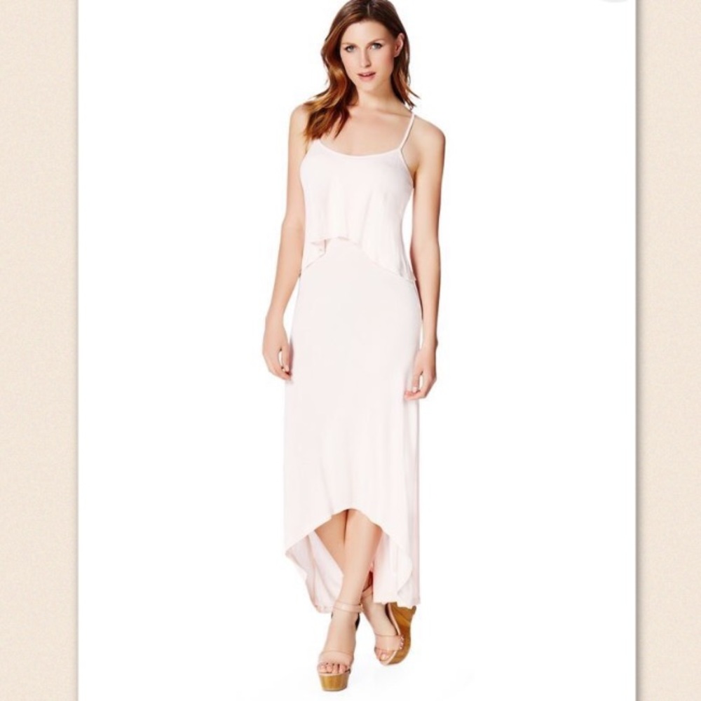 High low ruffle maxi dress blush pink