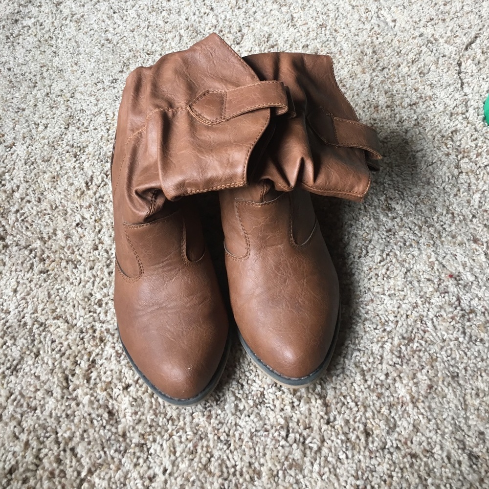 Brown Leather Heeled Booties