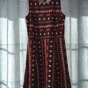 Red and black patterned dress