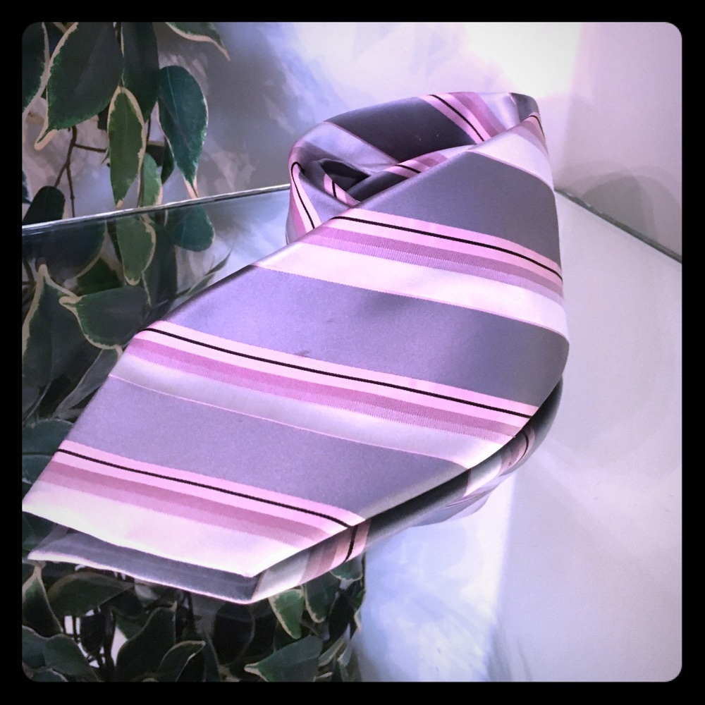 MEN'S covington silk gray pink stain resistant tie