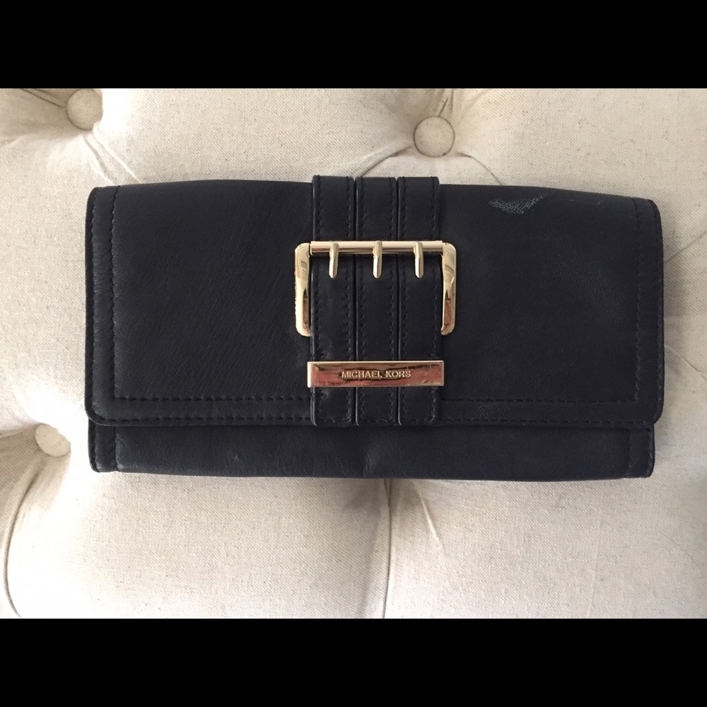 Michael Kors black leather clutch