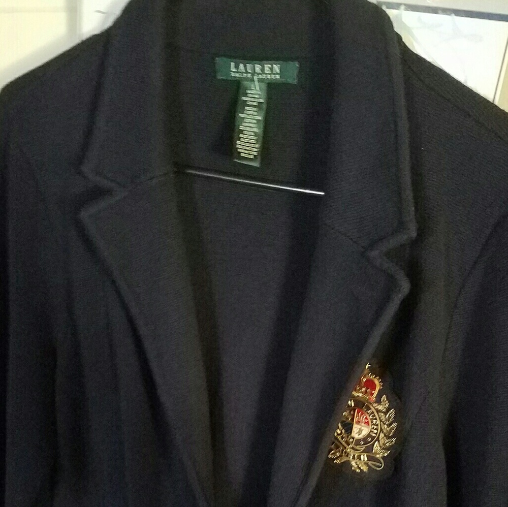 Lauren by Ralph Lauren navy blue 3 button sweater
