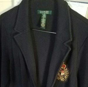 Lauren by Ralph Lauren navy blue 3 button sweater