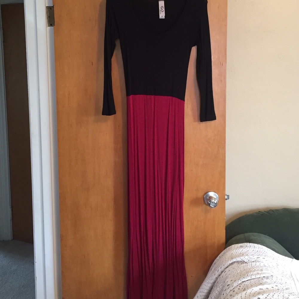 Floor length long sleeve form fitting dress