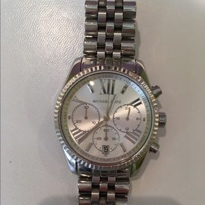 Michael Kors silver chronograph watch -- SMALL!