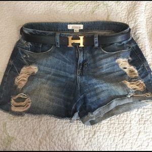 Forever 21, size 28 distressed Jean shorts.