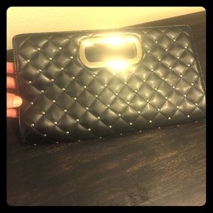 Oversized Black Quilted Clutch