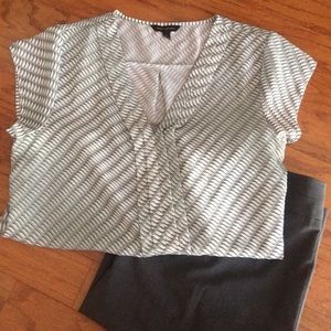 Banana Republic Green/Neutral Cap-sleeve Top (L)