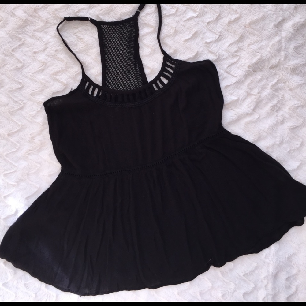 Volcom Black BabyDoll Style Top with Cutouts