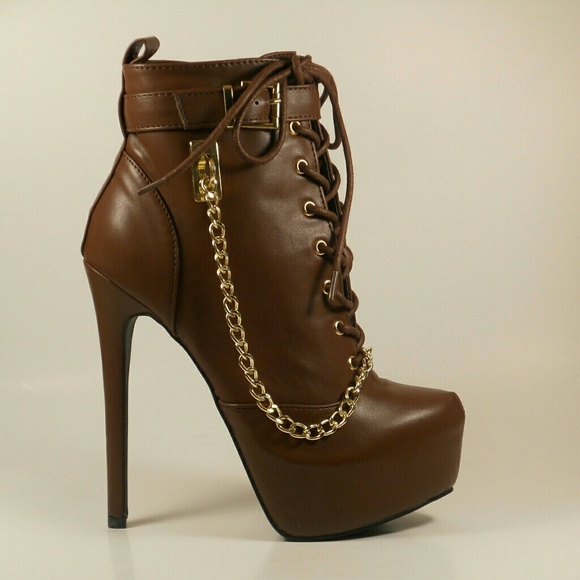 BROWN CHAIN BOOTIES - Picture 2 of 3