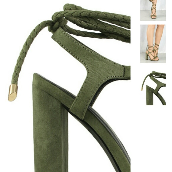 𝙇𝙖𝙨𝙩 𝙎𝙞𝙯 9 🍃Olive Rope me in Lace up Heel - Picture 5 of 7