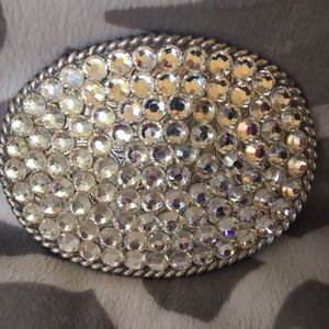 RHINESTONE/SILVER Western Style Belt Buckle