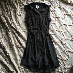 UO Yellow is Gold S silk cutout shirt dress