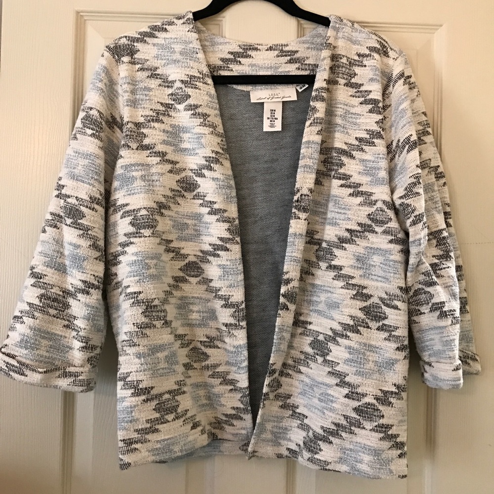 Aztec print jacket 3/4 sleeve medium