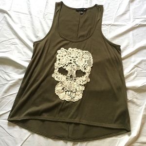 Olive Green Skull Tank