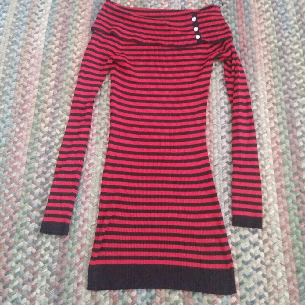 Candie's black and red striped dress