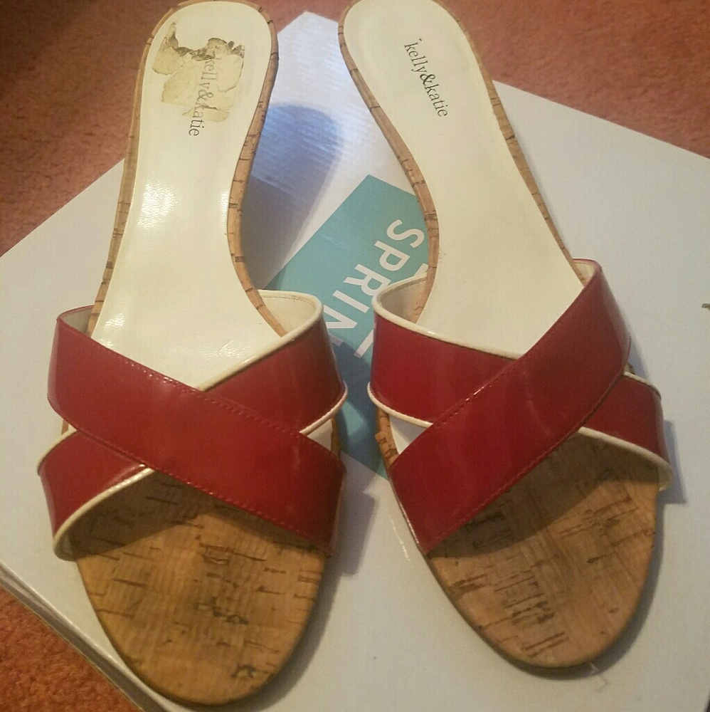 Red kitten heel sandals