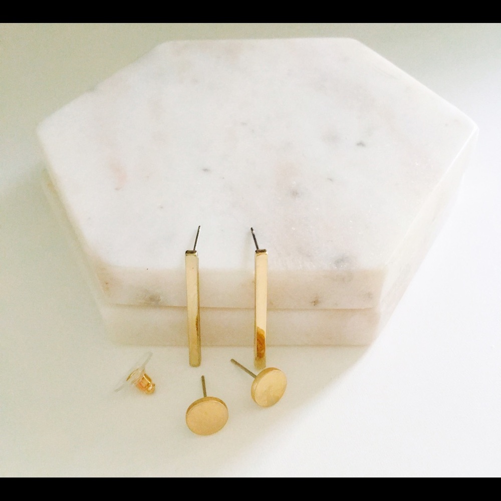 Gold Bar & Stud Earring Set