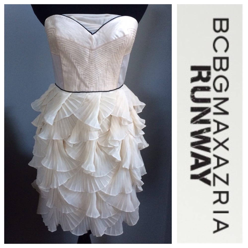 BCBG Short Strapless Chiffon Dress