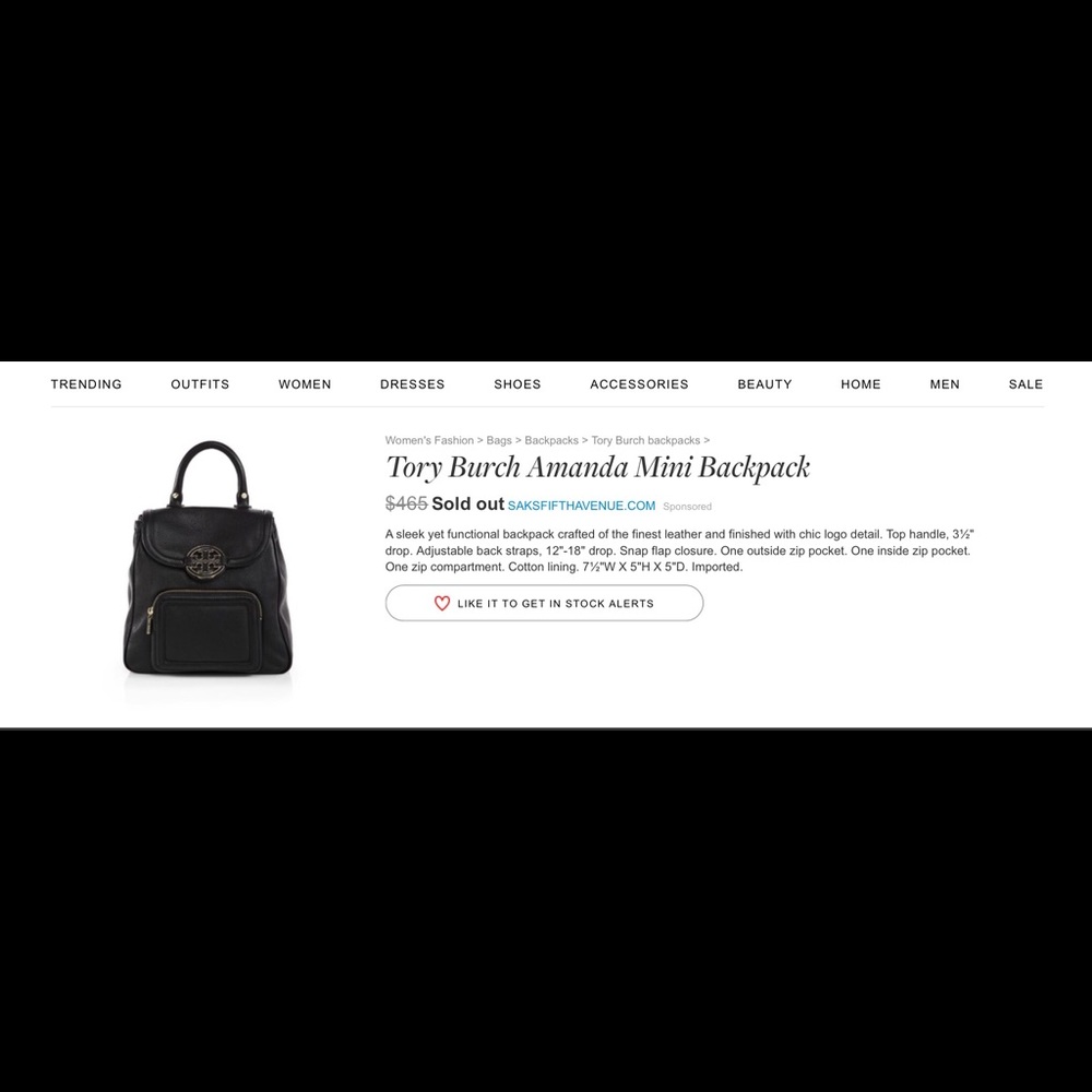 SOLD!! Tory Burch Amanda mini backpack