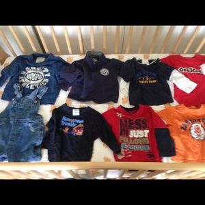 18 month boys shirts, onesie and overalls