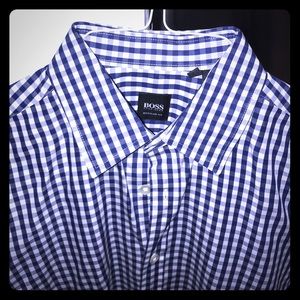 Hugo Boss Blue Gingham Dress Shirt