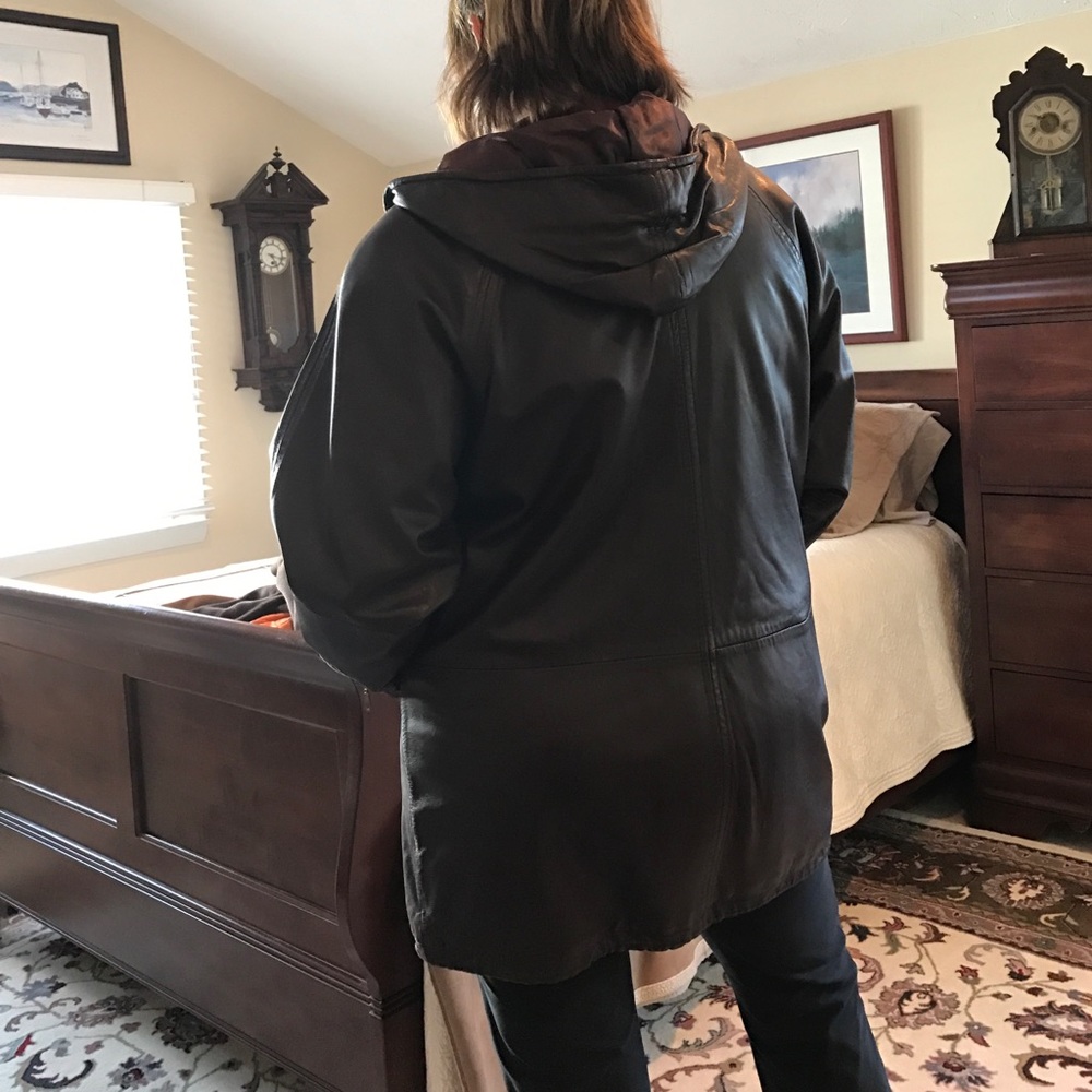 Leather peacoat