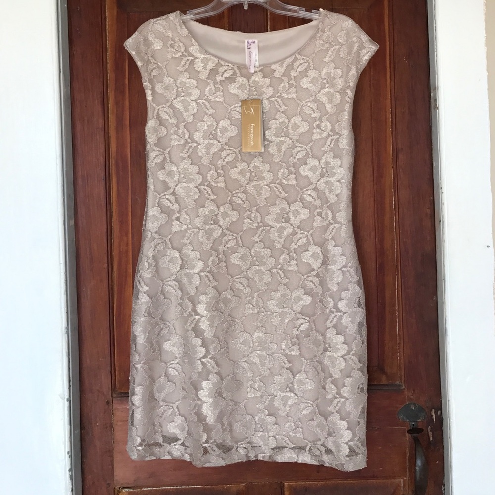 Francesca's Gold Lace Dress