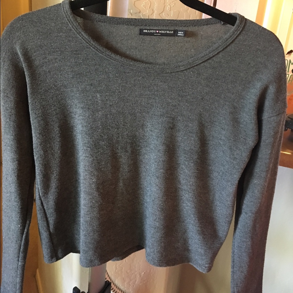 Brandy cropped grey long sleeve shirt