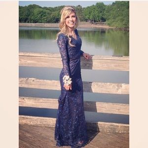 Navy blue elegant prom dress