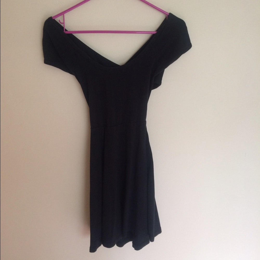 Black skater dress with cutout back