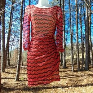 "Hot Miami Styles" open back red lace dress