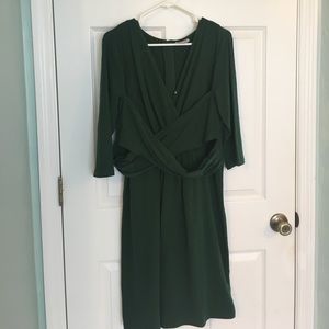 Green E-shakti knit crossover dress