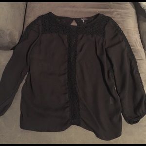SMALL black lace/sheer top