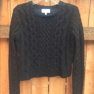Cute Black knit Midriff Sweater