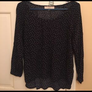 Navy top, 3/4 length sleeves, Loft, Medium