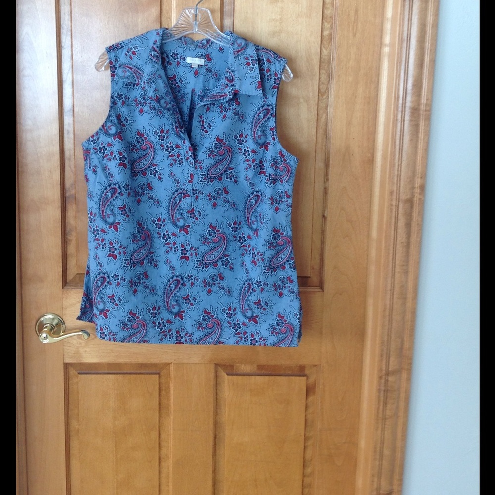 Talbots blue paisley print tank top