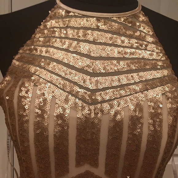 White and Gold Sequin Prom Dress - Picture 3 of 3